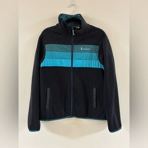 NWT Cotopaxi Teca Fleece Jacket in Black n Teal WITH LOGO on collar medium
